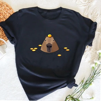 Vtipné Capybaras Capybara T Shirt Ženy Muži Letné tričko Bavlna Shrot Rukáv Tees Roztomilý Zvierat Tlač Tee Tričko Žena Oblečenie