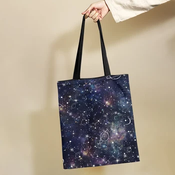 Yikeluo Trendy Súhvezdí Galaxy Plátno Tote Bag Skladacia Opakovane Eco Nákupní Taška Pre Ženy Bežné Tašky Cez Rameno, Kabelka