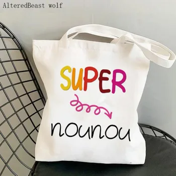 Ženy Shopper taška super nounou sac tissu Plátno Tote Bag Harajuku Nakupovanie Plátno Shopper Taška dievča Ramenný Plátené tašky
